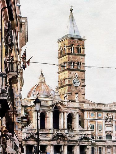 Straatbeeld richting Basilica di Santa Maria Maggiore Rome