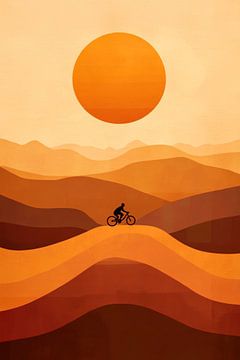 Fietsen bij zonsondergang van Poster Art Shop