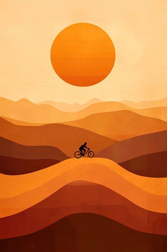 Fietsen bij zonsondergang