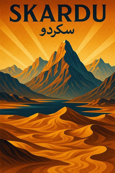Skardu Gilgit-Baltistan Landscape Print - Cold Desert &amp; ; Lake Art par Travel Shop