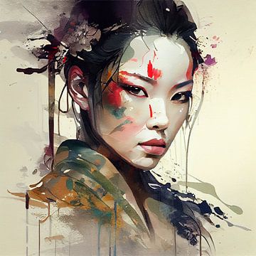 Krachtige krijgshaftige geisha #1 van Chromatic Fusion Studio