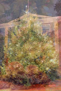 Abstracte fotografie | Abstract expressionisme | Modern abstract | Kerstboom met kerstster en bokeh van vele lichtjes van Art by Janine