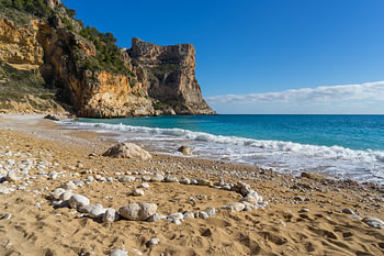 Mediterranean Sea, sandy beach and cliffs