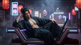 Cyberpunk-Samurai in Japan von my pixel art