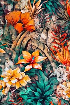 Bloemen botanisch patroon #natuur van JBJart Justyna Jaszke