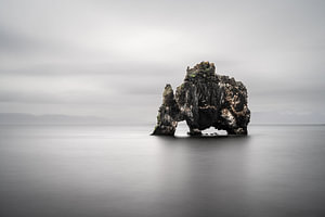 Der Troll des Nordens - Hvitserkur in Nebel und Silber