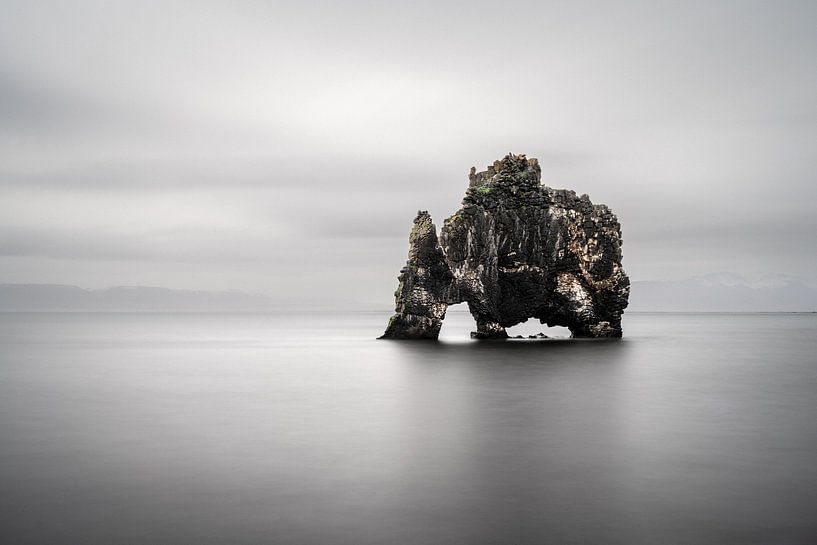 The Troll of the North - Hvitserkur in mist and silver by Gerry van Roosmalen