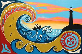 Swaying water with silent lighthouse by Imperial Art House