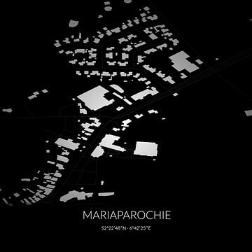 Schwarz-weiße Karte von Mariaparochie, Overijssel. von Rezona