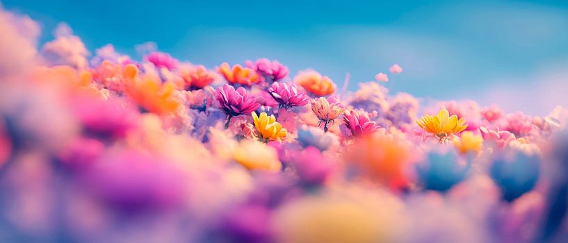 Des fleurs multicolores sous le soleil par Poster Art Shop