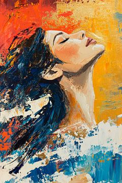 Woman with flowing hair - play of colours by Poster Art Shop