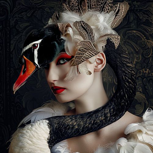 woman with swan
