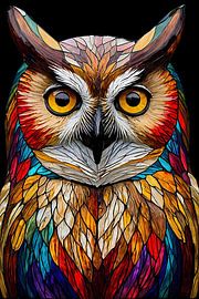 Colourful Owl in Stained Glass Style by Art & Soul Creations