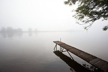 Steiger in de Maas bij mist van Peter de Kievith Fotografie