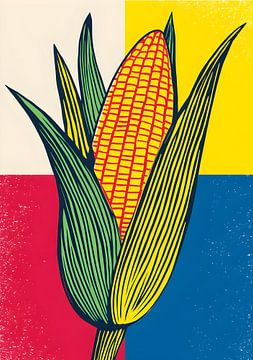 Corn on the cob in bright colours by drdigitaldesign