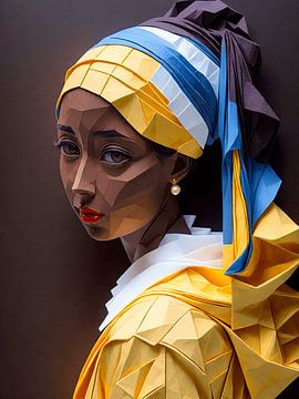 Geïnspireerd portret van het meisje met de parel Johannes Vermeer van Jolique Arte