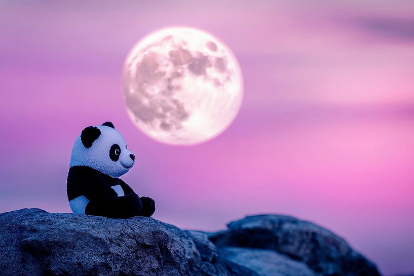 Panda in the moonlit night - Dreamlike beauty by Poster Art Shop