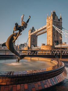 Mädchen mit dem Delphin und der Tower Bridge, London. von Lorena Cirstea