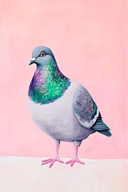 Pigeon with colourful plumage - pastel art by Poster Art Shop