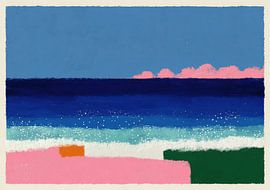 Paysage marin abstrait en rose et bleu sur Niklas Maximilian