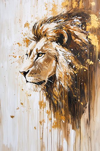Gouden leeuw schilderij op canvas