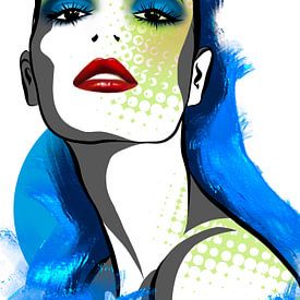 Blauwe Schoonheidsillustratie van Janin F. Fashionillustrations