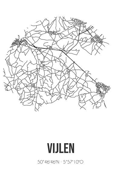 Vijlen (Limburg) | Map | Black and white by Prints of Place