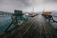 Wooden dock with boat by Martijn Smeets thumbnail