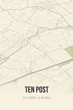 Alte Karte von Ten Post (Groningen) von Rezona