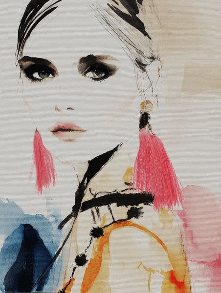 Modern portrait with pink accents by Carla Van Iersel