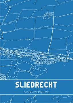 Blauwdruk | Landkaart | Sliedrecht (Zuid-Holland) van Stad & Wand