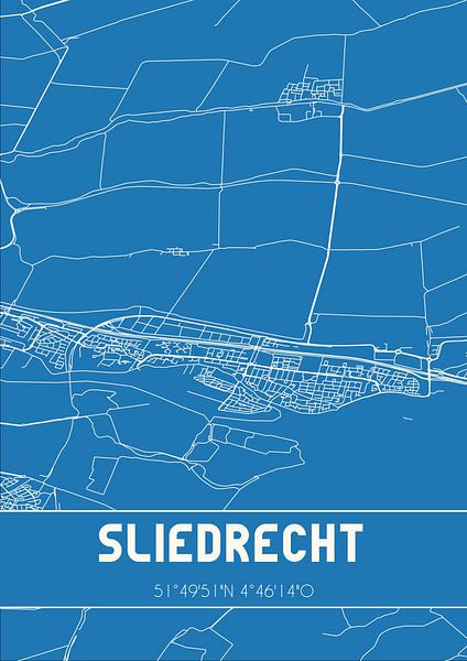 Blueprint | Carte | Sliedrecht (Hollande méridionale) par Affiches de lieux
