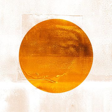Moderne Japandi Sonne Abstraktion in Elfenbein Gold