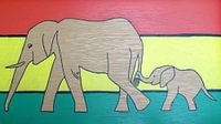 Moeder en baby olifant