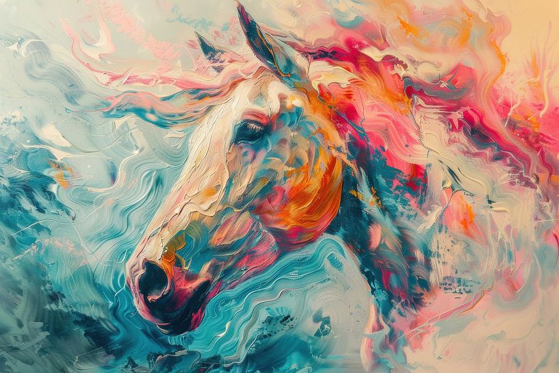 Golvende Kracht - Dynamisch Paardenportret van Eva Lee
