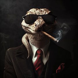 Serpent avec cigare et lunettes de soleil sur TheXclusive Art