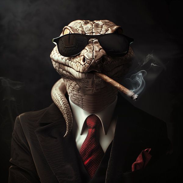 Serpent avec cigare et lunettes de soleil par TheXclusive Art