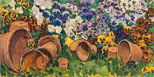 Koloman Moser, Viooltjes met bloempotten, ca 1910