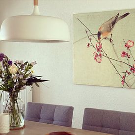 Photo de nos clients: Oiseau chanteur sur une branche fleurie, Ohara Koson, sur toile