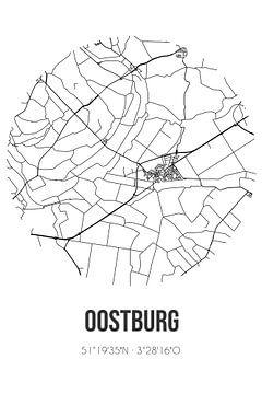 Oostburg (Zeeland) | Karte | Schwarz und weiß von Rezona