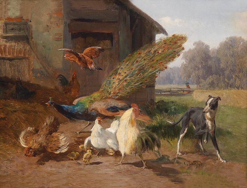 Dog in the Poultry Yard, Carl Jutz by Masterful Masters
