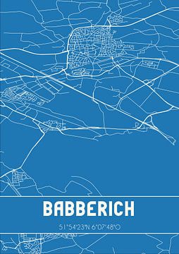 Blauwdruk | Landkaart | Babberich (Gelderland) van MijnStadsPoster