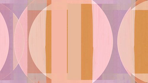 Mid Eeuw Bauhaus Vormen Oker Roze Perzik