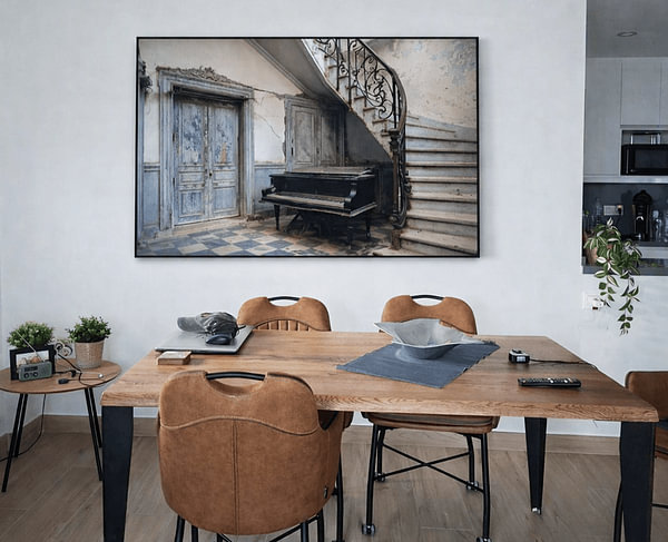 Customer photo: The abandoned piano and the stairs by Truus Nijland, on ArtFrame
