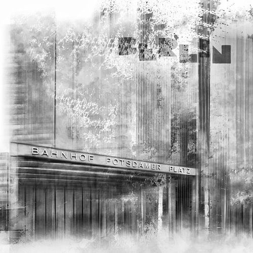 City-Art BERLIN Potsdamer Platz noir et blanc sur Melanie Viola