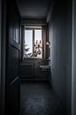 Surrealistische foto van een giraffe die door een venster kijkt van Els Casaert thumbnail