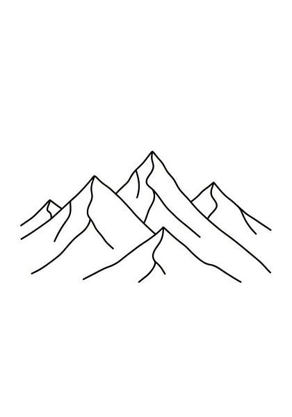 Mountain Range Black Line Drawing by Markus Gann