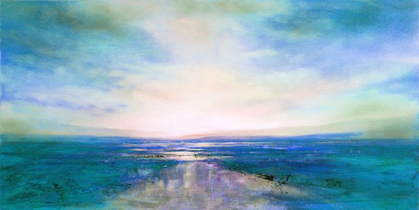 Wijd land - kleurenharmonie in turkoois, blauw en violet van Annette Schmucker