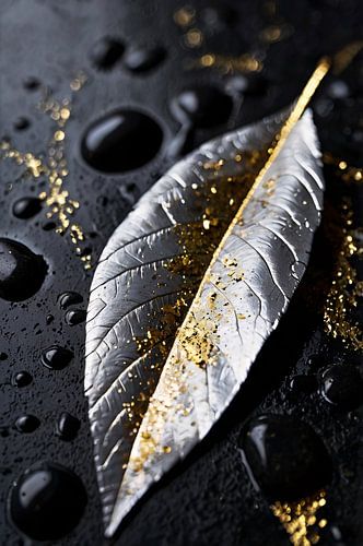Zilveren blad met gouden accenten