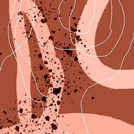 Abstract organic lines and shapes in terracotta and pink no. 2 by Dina Dankers